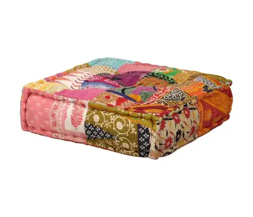 Divvietīgs Moduļu Pufs, Tekstilmozaīka, Audums Vidaxl