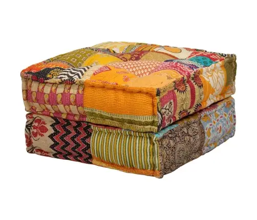 Divvietīgs Moduļu Pufs, Tekstilmozaīka, Audums Vidaxl