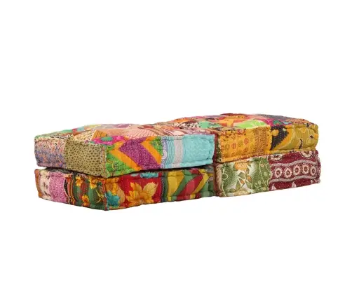 Divvietīgs Moduļu Pufs, Tekstilmozaīka, Audums Vidaxl