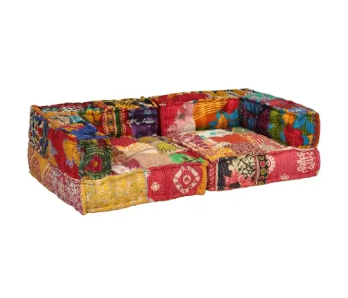 Divvietīgs Moduļu Pufs, Tekstilmozaīka, Audums Vidaxl Divvietīgs Moduļu Pufs, Tekstilmozaīka, Audums Vidaxl