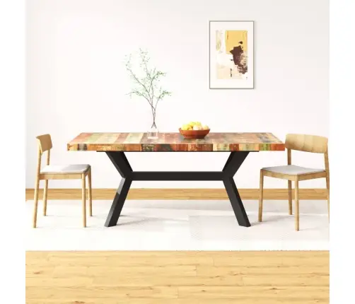 Valgomojo Stalas, Perdirbta Mediena Ir Kryžm. Plieno Rėmas, 180Cm