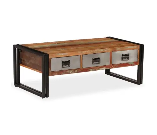 Kafijas Galdiņš Ar 3 Atvilktnēm, 100X50X35 Cm, Pārstrādāts Koks Vidaxl