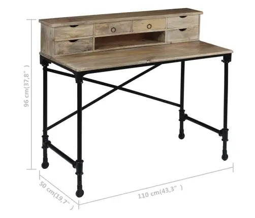 Rakstāmgalds, 110X50X96 Cm, Mango Masīvkoks Vidaxl