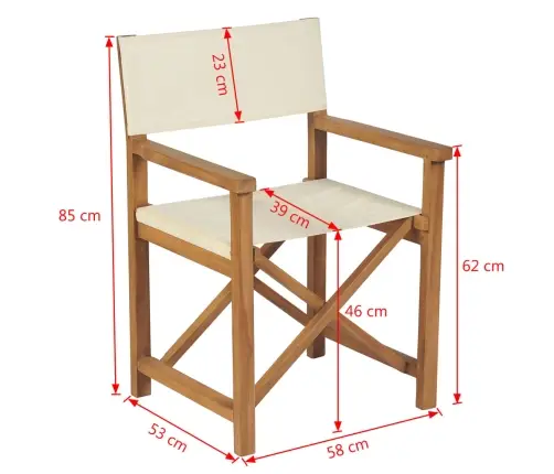 Saliekams Režisora Krēsls, Masīvs Tīkkoks   Vidaxl