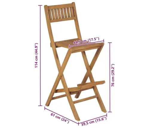 Saliekami Dārza Bāra Krēsli, 2 Gab., Masīvs Tīkkoks Vidaxl