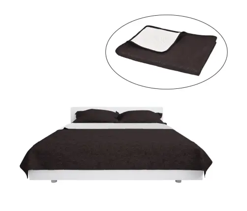 Divpusējs Gultas Pārklājs, 170X210 Cm, Krēmkrāsa Un Brūns Vidaxl