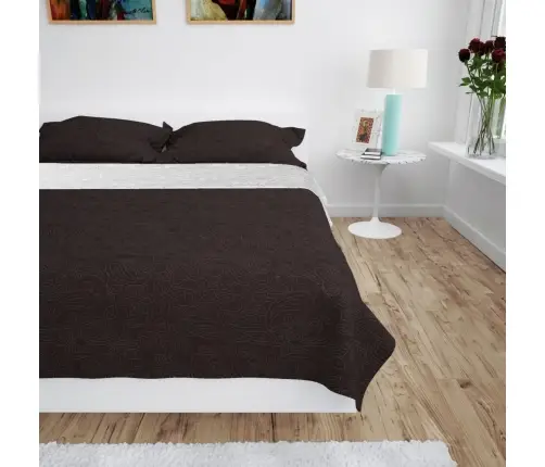 Gultas Pārklājs 220X240Cm, Divpusējs, Stepēts, Krēmkrāsa, Brūns Vidaxl