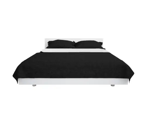 Gultas Pārklājs, 220X240Cm, Divpusējs, Stepēts, Melns Un Balts Vidaxl