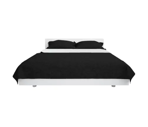 Gultas Pārklājs, 230X260 Cm, Divpusējs, Stepēts, Melns Un Balts Vidaxl