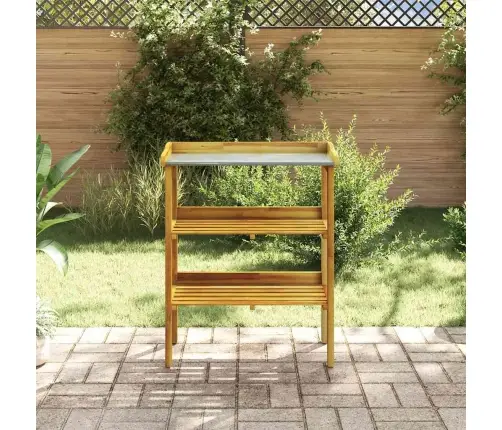 Persodinimo Stalas Su 2 Lentynomis, Akacijos Mediena Su Cinku