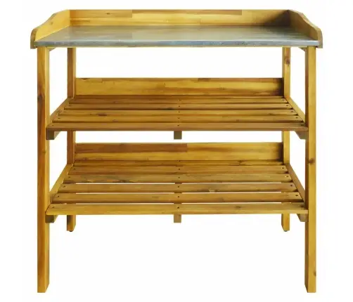 Persodinimo Stalas Su 2 Lentynomis, Akacijos Mediena Su Cinku