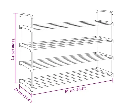 Stovas Batams, 4 Lentynos, Metalas Ir Plastikas, Juodas