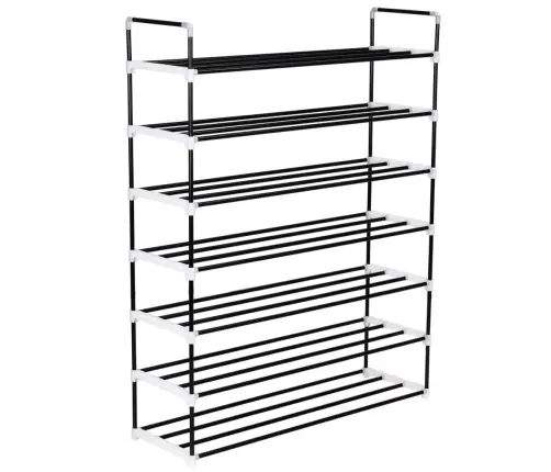 Stovas Batams, 7 Lentynos, Metalinis Ir Plastikinis, Juodas