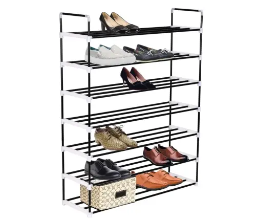 Stovas Batams, 7 Lentynos, Metalinis Ir Plastikinis, Juodas