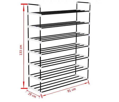 Stovas Batams, 7 Lentynos, Metalinis Ir Plastikinis, Juodas