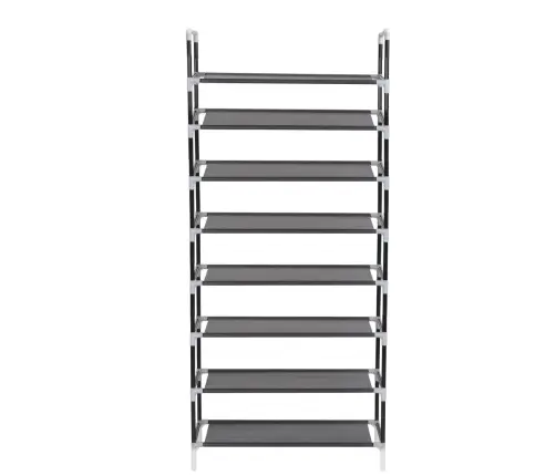 Apavu Skapis, 8 Plaukti, Metāls, Neausts Audums, Melns Vidaxl