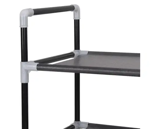 Apavu Skapis, 8 Plaukti, Metāls, Neausts Audums, Melns Vidaxl