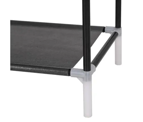 Apavu Skapis, 8 Plaukti, Metāls, Neausts Audums, Melns Vidaxl