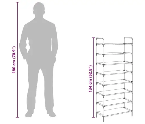 Stovas Batams, 8 Lentynos, Metalinis, Neaust. Aud., Juodas