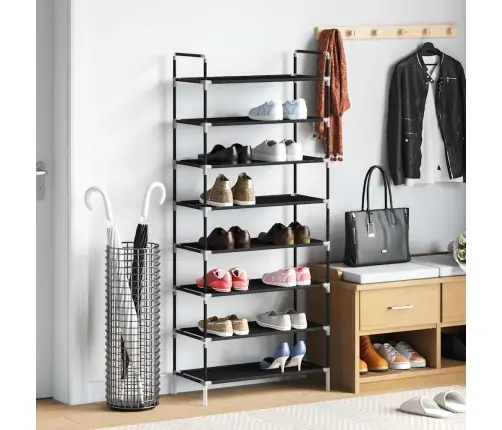 Stovas Batams, 8 Lentynos, Metalinis, Neaust. Aud., Juodas