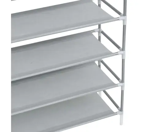 Apavu Skapis, 10 Plaukti, Metāls, Neausts Audums, Sudraba Krāsā Vidaxl