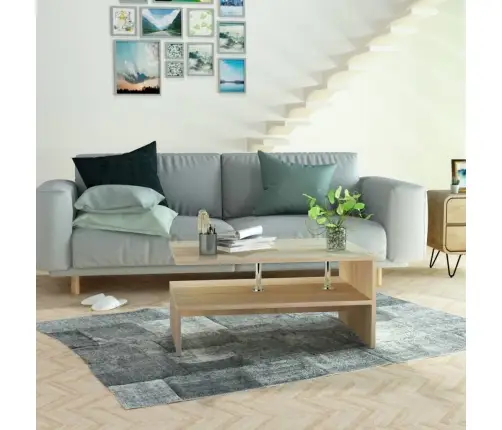 Kafijas Galdiņš, 90X59X42 Cm, Inženierijas Koks, Ozolkoka Krāsā Vidaxl