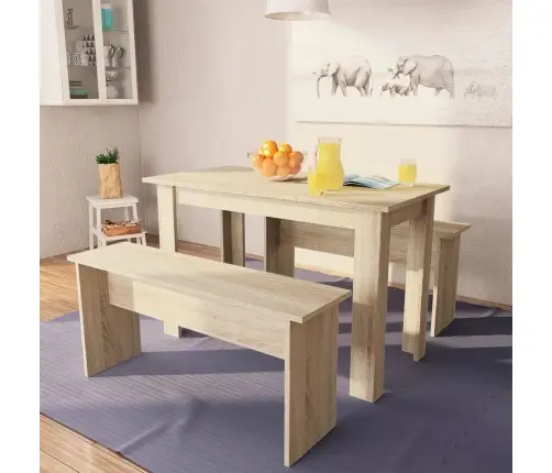 Galds Ar Soliem, 3 Daļas, Inženierijas Koks, Ozolkoka Krāsa Vidaxl