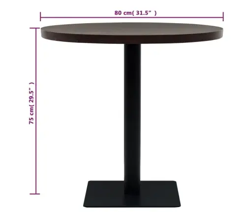 Bistro Galds, 80X75Cm, Apaļš, Mdf, Tērauds, Tumšpelēks  Vidaxl