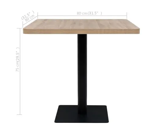 Bistro Galds, 80X80X75Cm, Kvadrātveida, Mdf, Tērauds, Ozolkoka Vidaxl