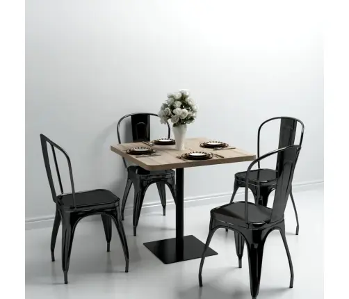 Bistro Galds, 80X80X75Cm, Kvadrātveida, Mdf, Tērauds, Ozolkoka Vidaxl