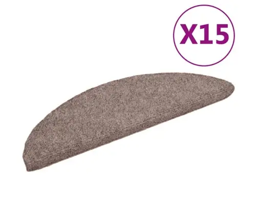 Kāpņu Paklājiņi, Pašlīmējoši, 15 Gab., 56X17X3 Cm, Krēmkrāsas, Pusapaļi Vidaxl