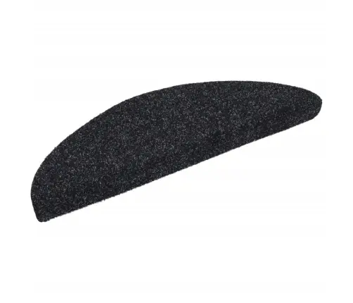 Kāpņu Paklājiņi, Pašlīmējoši, 15 Gab., 56X17X3 Cm, Melni, Pusapaļi Vidaxl