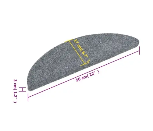 Isekleepuvad Trepimatid, 15 Tk, 56 X 17 X 3 cm Helehall, Poolringikujulised
