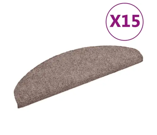 Laiptų Kilimėliai, Lipnūs, 15 Vnt., 65X21X4 cm Šviesiai Rudos Spalvos, Pusapvaliai, Dideli