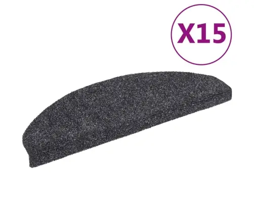 Laiptų Kilimėliai, Lipnūs, 15 Vnt., 65X21X4 cm Tamsiai Pilki, Pusapvaliai, Dideli