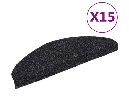 Kāpņu Paklājiņi, Pašlīmējoši, 15 Gab., 65X21X4 Cm, Melni, Pusapaļi, Lieli Vidaxl Kāpņu Paklājiņi, Pašlīmējoši, 15 Gab., 65X21X4 Cm, Melni, Pusapaļi, Lieli Vidaxl