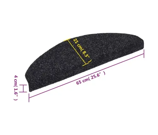 Kāpņu Paklājiņi, Pašlīmējoši, 15 Gab., 65X21X4 Cm, Melni, Pusapaļi, Lieli Vidaxl Kāpņu Paklājiņi, Pašlīmējoši, 15 Gab., 65X21X4 Cm, Melni, Pusapaļi, Lieli Vidaxl