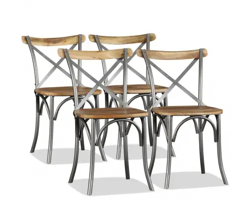 Virtuves Krēsli, 4 Gab., Mango Masīvkoks Un Tērauda Atzveltne Vidaxl