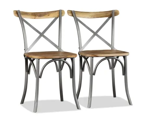 Virtuves Krēsli, 4 Gab., Mango Masīvkoks Un Tērauda Atzveltne Vidaxl