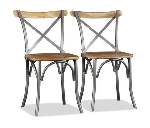 Virtuves Krēsli, 4 Gab., Mango Masīvkoks Un Tērauda Atzveltne Vidaxl