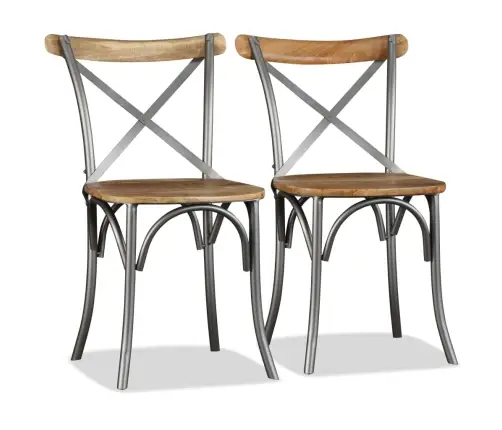 Virtuves Krēsli, 4 Gab., Mango Masīvkoks Un Tērauda Atzveltne Vidaxl