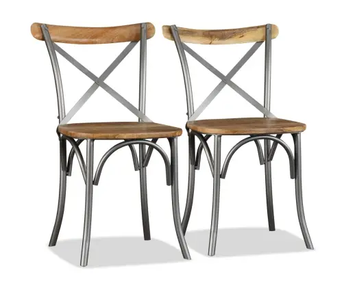 Virtuves Krēsli, 4 Gab., Mango Masīvkoks Un Tērauda Atzveltne Vidaxl