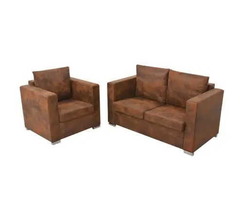 Dīvānu Komplekts, 2 Gab., Mākslīgā Zamšāda Vidaxl