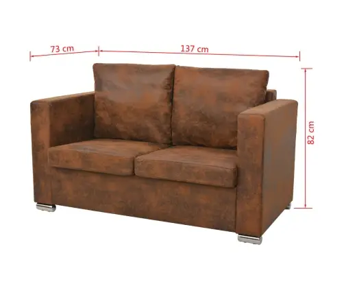 Dīvānu Komplekts, 2 Gab., Mākslīgā Zamšāda Vidaxl