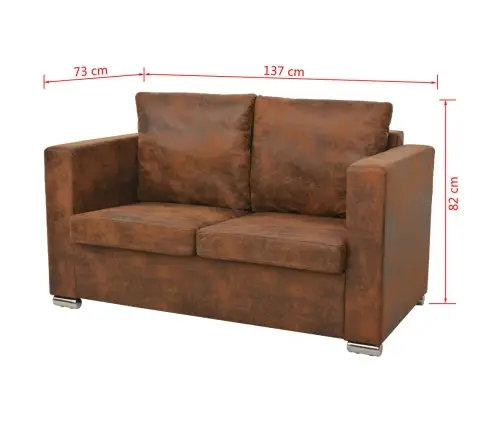 Dīvānu Komplekts, 2 Gab., Mākslīgā Zamšāda Vidaxl