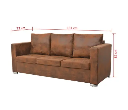 Dīvānu Komplekts, 3 Gab., Mākslīgā Zamšāda Vidaxl