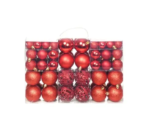 Ziemassvētku Bumbas, 100 Gab., 3/4/6 Cm, Sarkanas Vidaxl