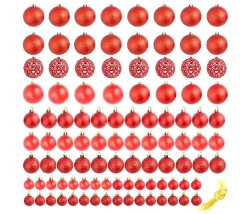Ziemassvētku Bumbas, 100 Gab., 3/4/6 Cm, Sarkanas Vidaxl