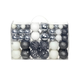Ziemassvētku Bumbas, 100 Gab., 3/4/6 Cm, Baltas, Pelēkas Vidaxl