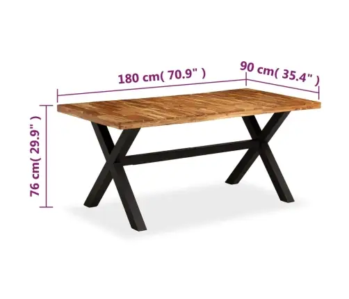 Söögilaud Akaatsia- Ja Mangopuidust, 180 X 90 X 76 Cm